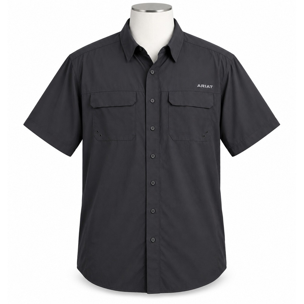 Ariat XL Tall Black AriatTek Outbound Short Sleeve Shirt Stretch Performance